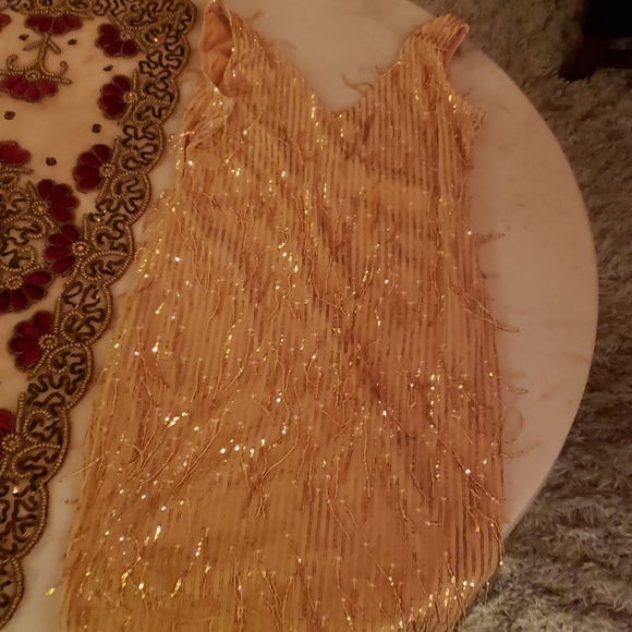 NWT gold sequin v-neck cocktail dress m - Picture 7 of 13